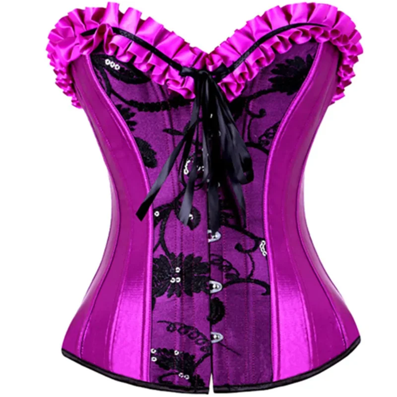 Burlesque Corset Dancer Showgirl Buskers Sin Shower Print Corsets Push Up Overbush Corselet Tops Plus Size BS 2501