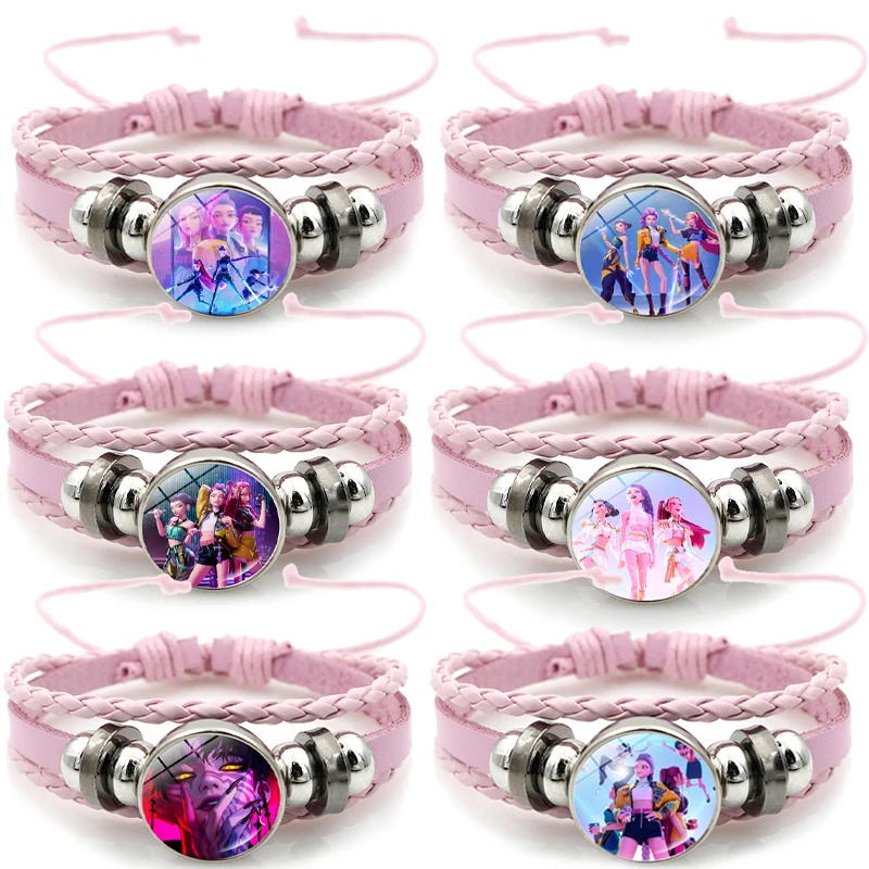 

K-pop Demon Hunters кожаный браслет для мальчиков и девочек аниме милые браслеты с героями мультфильмов для мужчин и женщин модные ювелирные аксессуары детский подарок