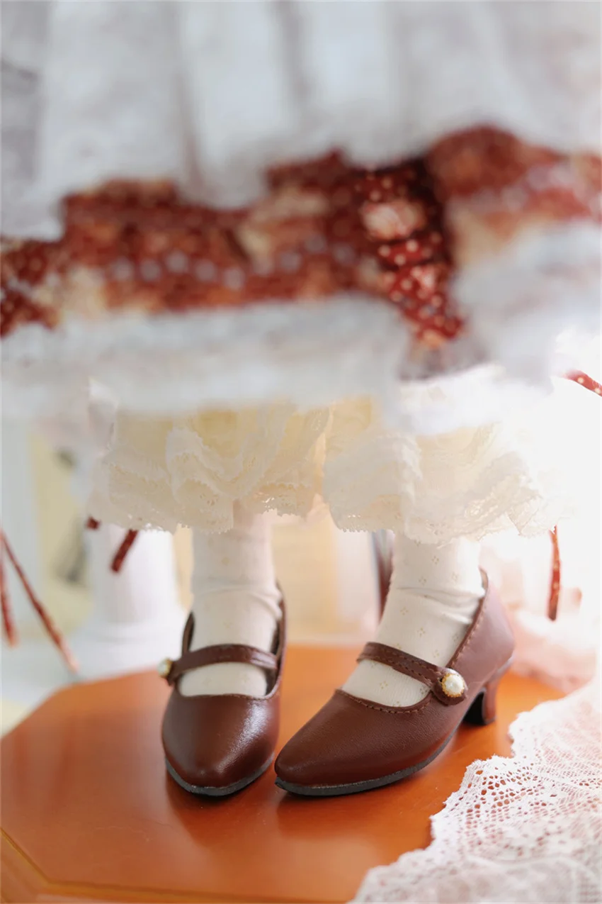 BJD Doll Shoes High Heels Toys Simple Matte Leather 1/3 Pointy Elegant Brown Red Daily Single Buckle Cute Gifts Doll Accessories
