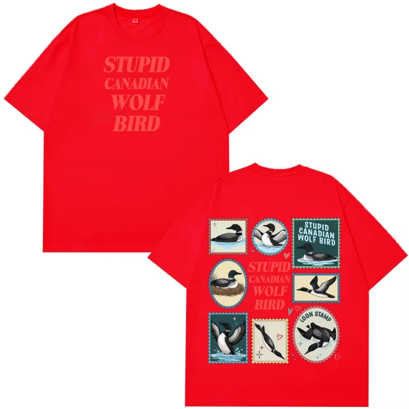 Heated Rivalry Stupid Canadian Wolf Bird Funny Meme T-shirt Men Women Hip-hop Aesthetic T-shirts Cotton Loose Casual T-shirt Top