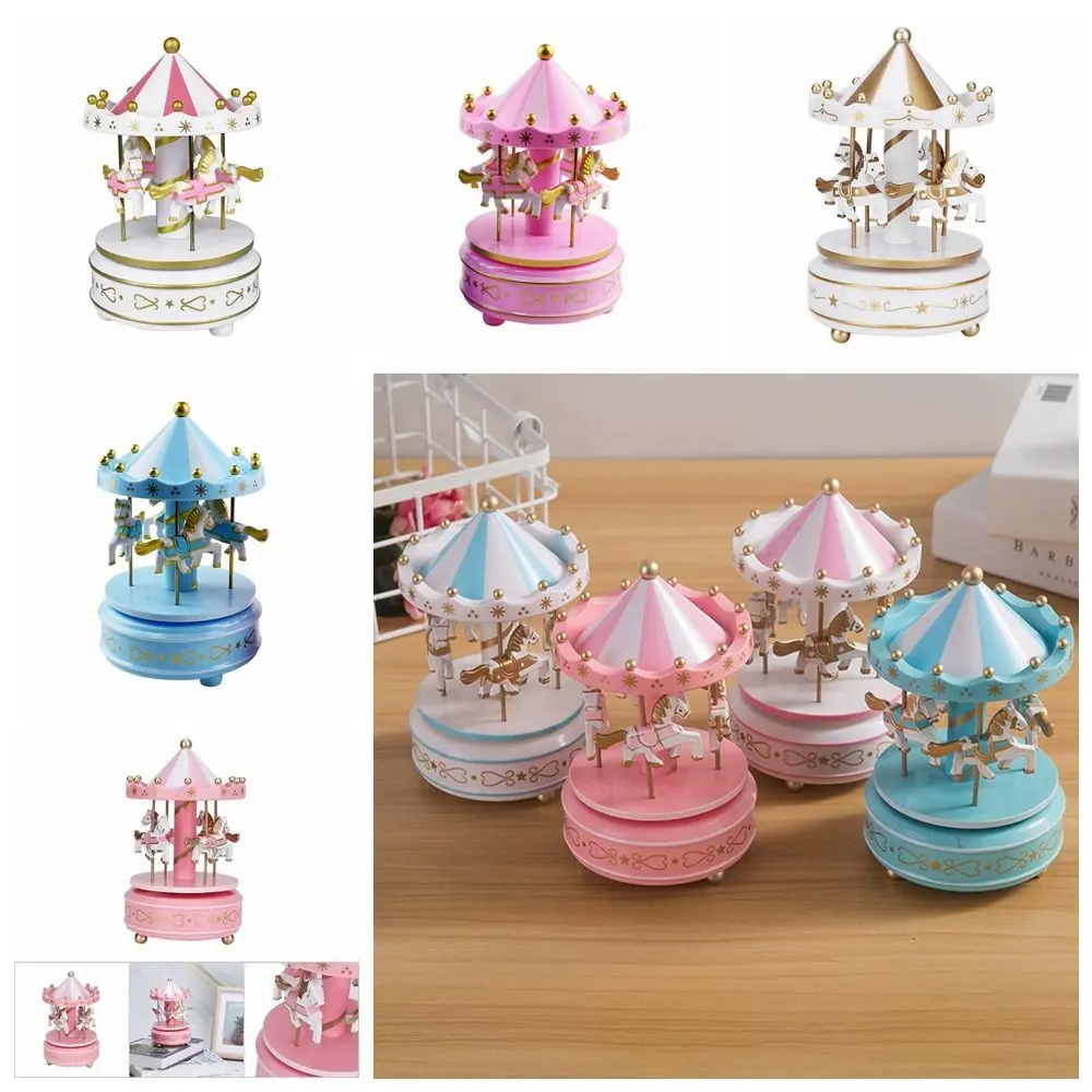 

Exquisite Design Carousel Music Box Painted Easy Use Ferris Wheel Ornaments Plastic Carousel Carousel Cake Accessories Cake