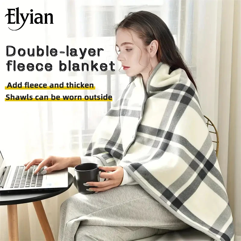1pc of wearable blanket, shawl blanket, flannel home leisure office blanket
