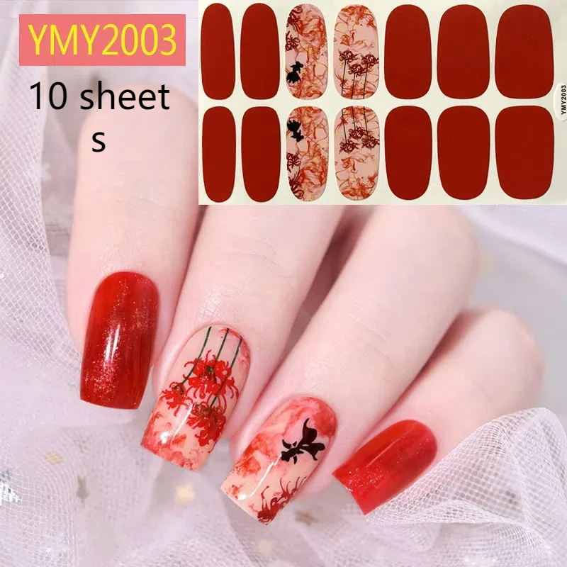 10 folhas/pacote outono adesivos de unhas cobertura completa remendo de unhas dia dos namorados adesivos de unhas tiras de esmalte diy arte do prego fazendo