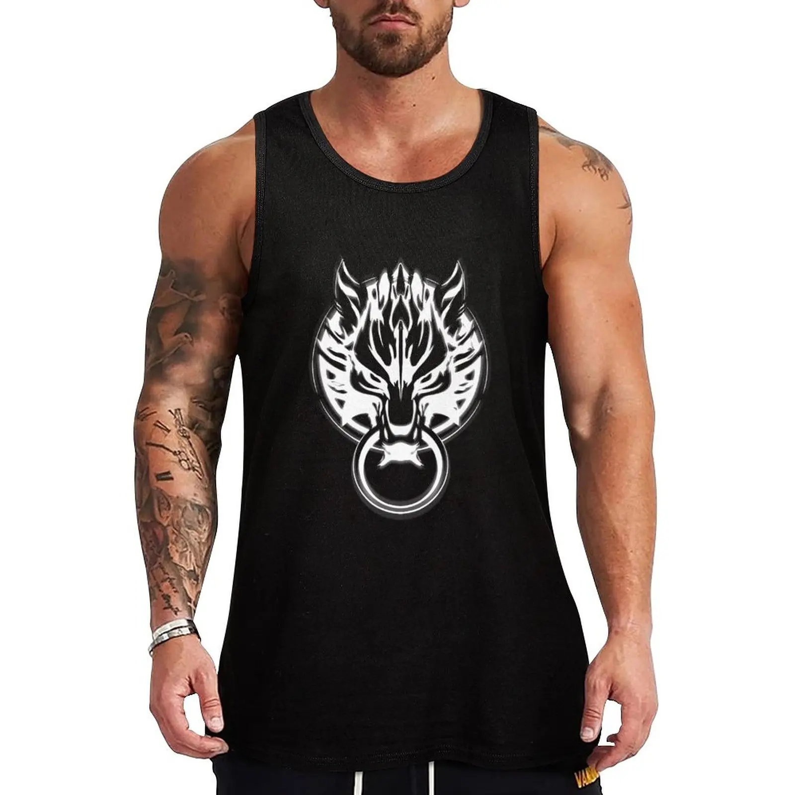 

Cloud Strife's Wolf Emblem (White) Tank Top gym accessories man gym wear men