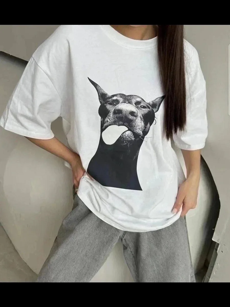 

CGC Korean Fashion Popular Women's Graphic T-shirt 100% Cotton Short Sleeve Top Women Casual Loose y2k Clothes Oversized T-shirt
