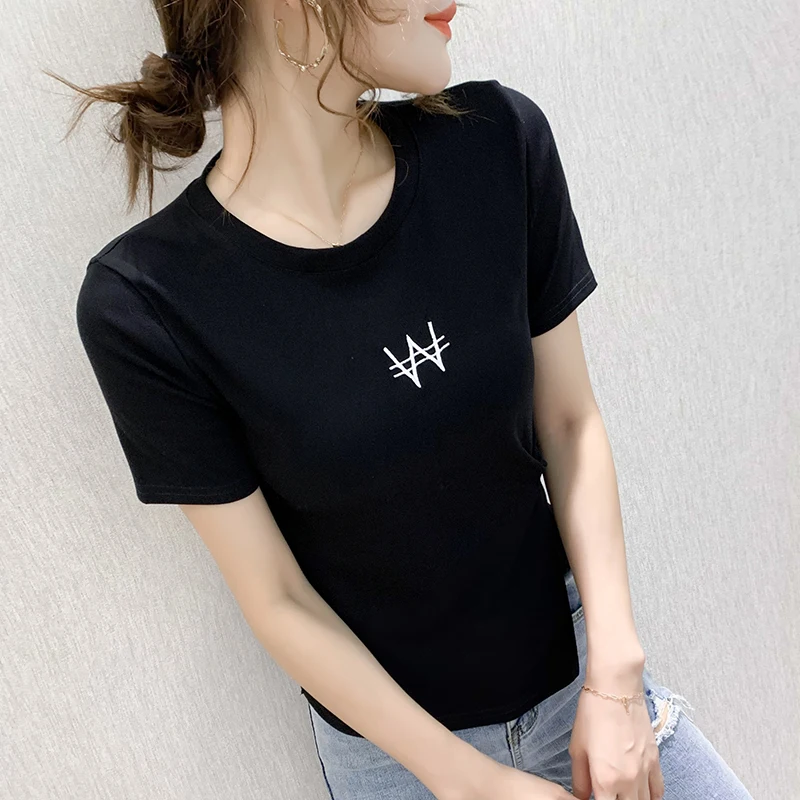 MadBlack Summer O Necks T-Shirt Women Sexy Side Knot Slim Cotton Cropped Tops Short Sleeves Elastic Short Tees New 2023 T35275C