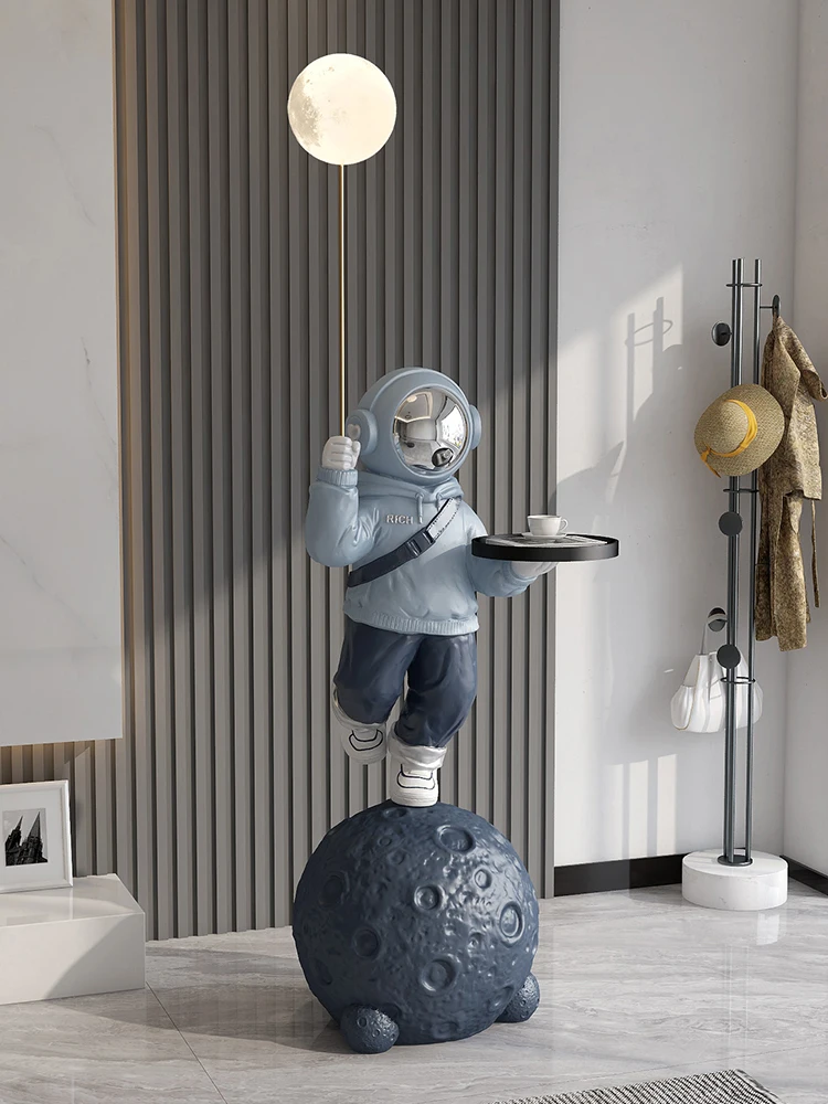 Decorazioni per la casa astronauta statua vassoio portaoggetti ornamento di benedizione soggiorno grande scultura astronauta luminoso figurina