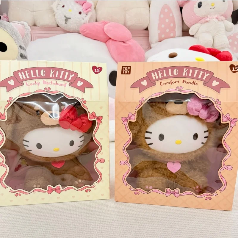 Top Toy Authentic Hello Kitty Plush Toy Brown Poodle Costume Soft Stuffed Doll Home Decor Desktop Ornament Birthday Gift