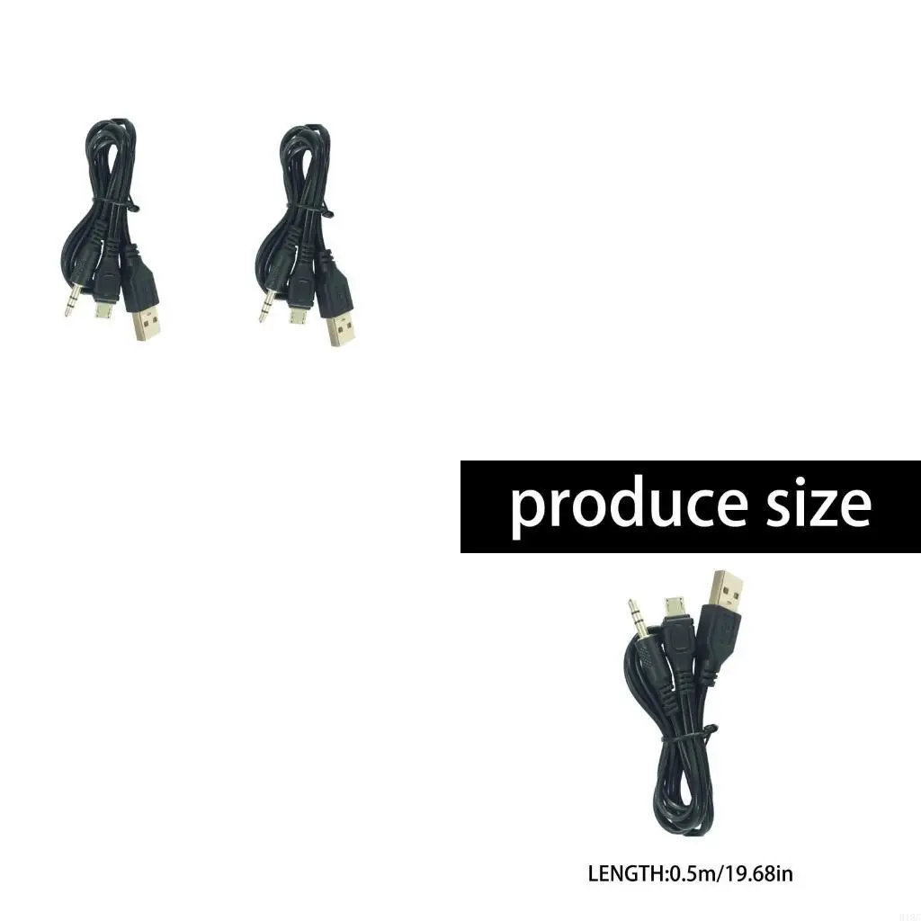 Double Function MicroUSB 5Pin to Auxes 3.5mm and USB Power Cable for Sound Devices