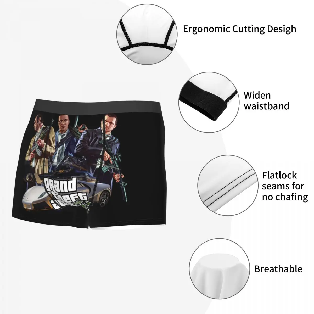 Fashion Grand Theft Auto Boxers Shorts Panties Men\'s Underpants Breathable GTA Game Briefs Underwear