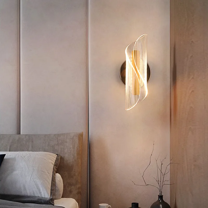 Nordic LED Acrylic Wall Lamp Simple and Luxurious Decor Lighting Fixtures for Bedroom Headboard Hallway Foyer Parlor Luminaire