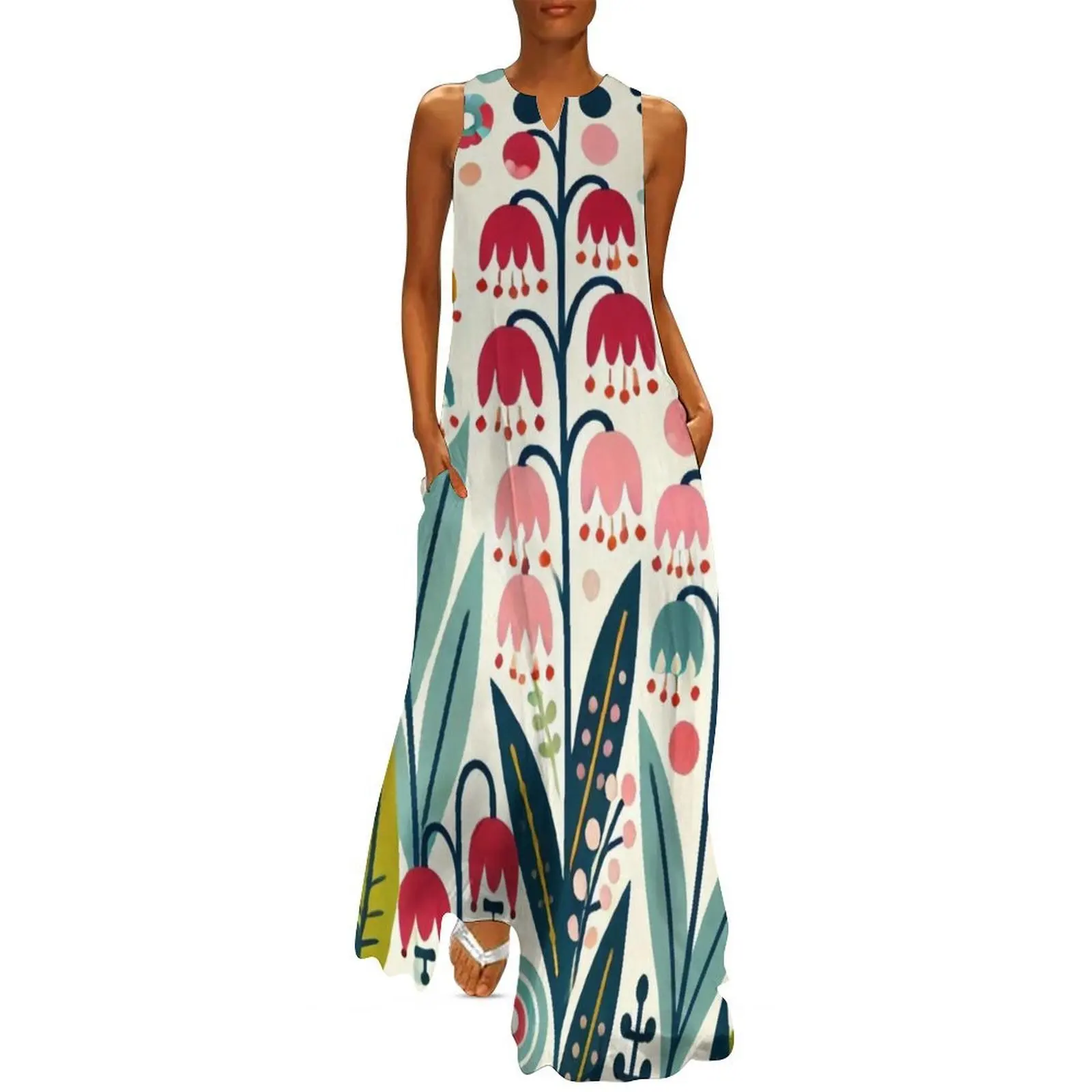 

Scandinavian Folk Art - Lily of the Valley and Bell Flowers by heidiannemorris Long Dress luxury evening dresses for women 2025