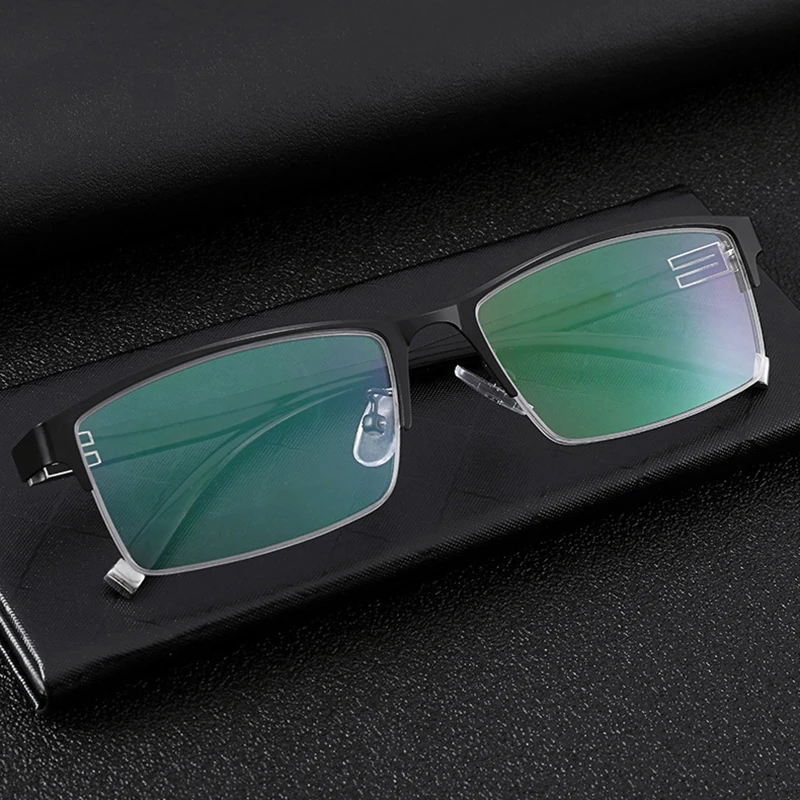 Men Metal Half Frame Myopia Glasses Finished Eyeglasses Business Spectacles Frames Male -1.0-1.5-2.0-2.5-3.0-3.5-4-4.5-5-5.5-6.0