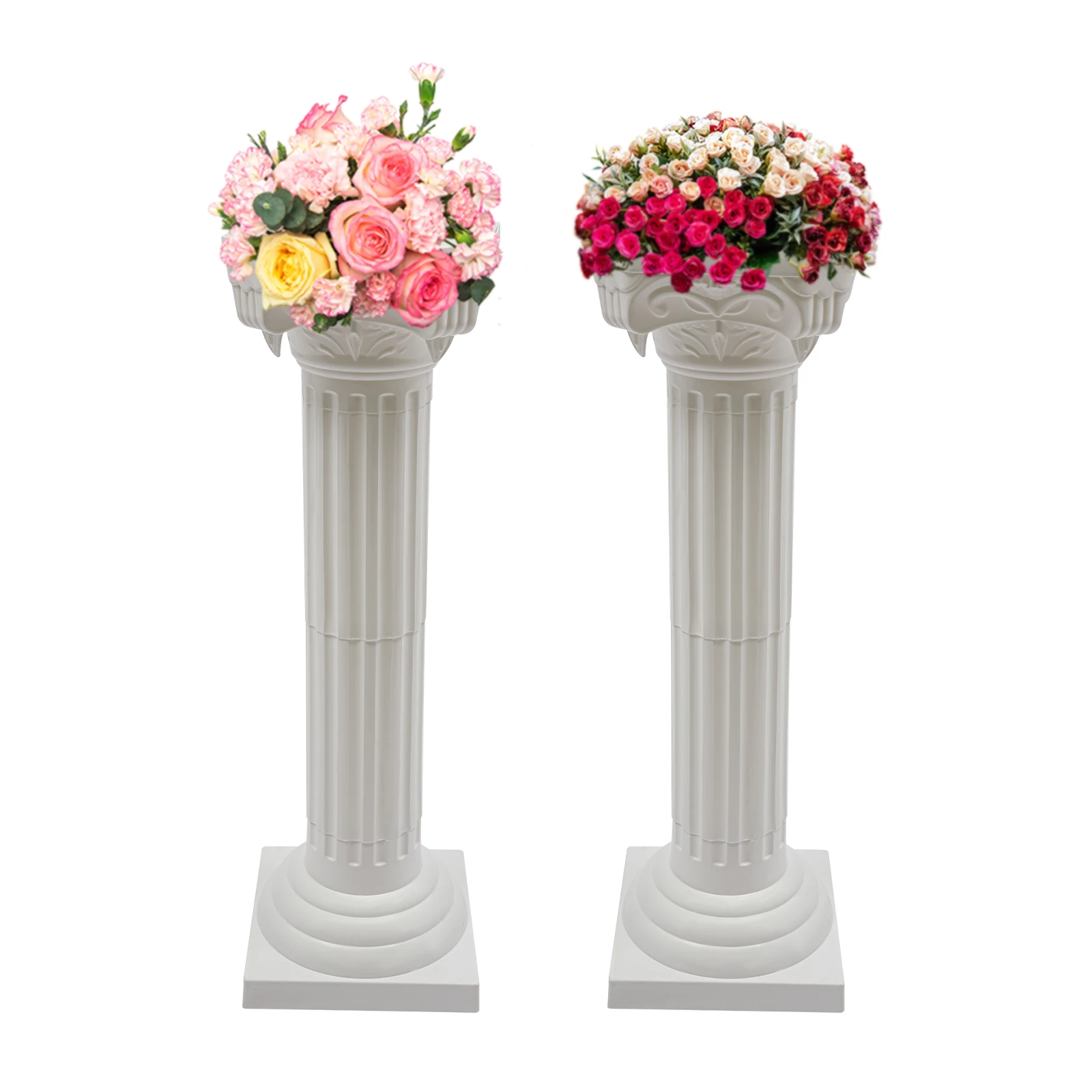 White Wedding Roman Column Flower Stand Floral Racks Landscaping Roman Pillar Event Decorations 2/4 Pieces