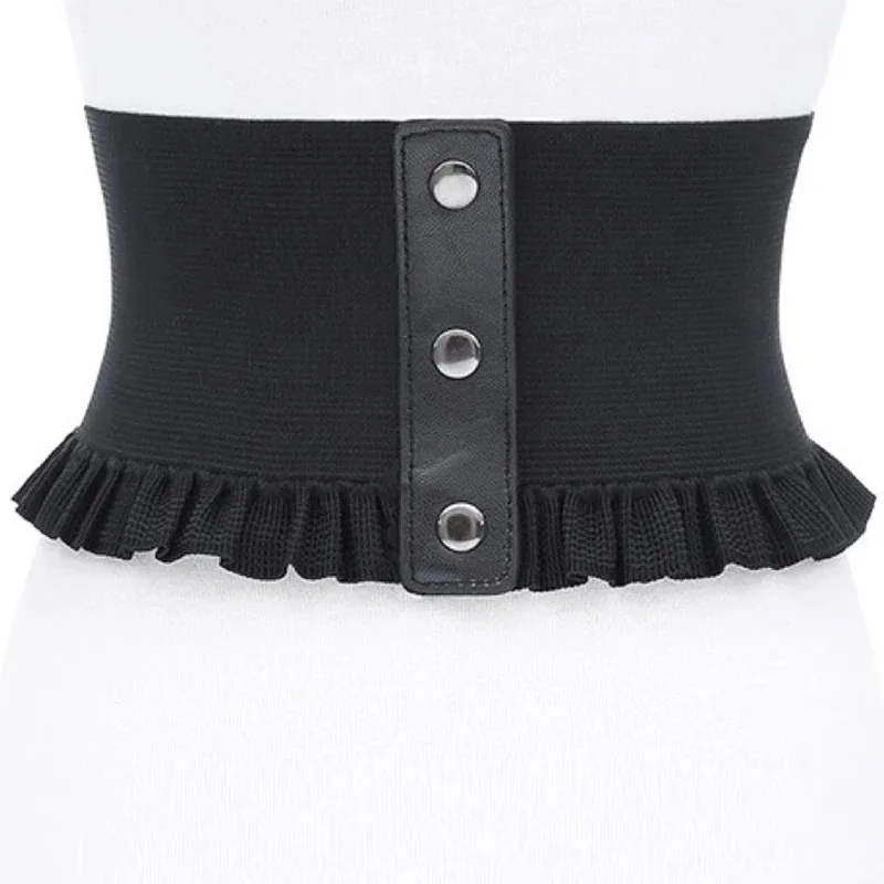 Women Fashion Stretch Belt Tassels Elastic Buckle Wide Dress Corset Waistband Women's High Waist Belt Wide Belts