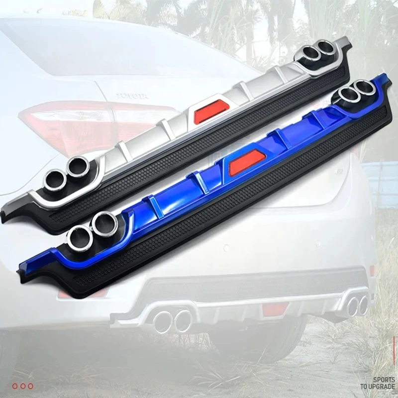 High Quality Universal ABS Plastic Black Silver Rear Bumper Diffuser Lip With Exhaust Tip Racing Exterior Modification Accessori