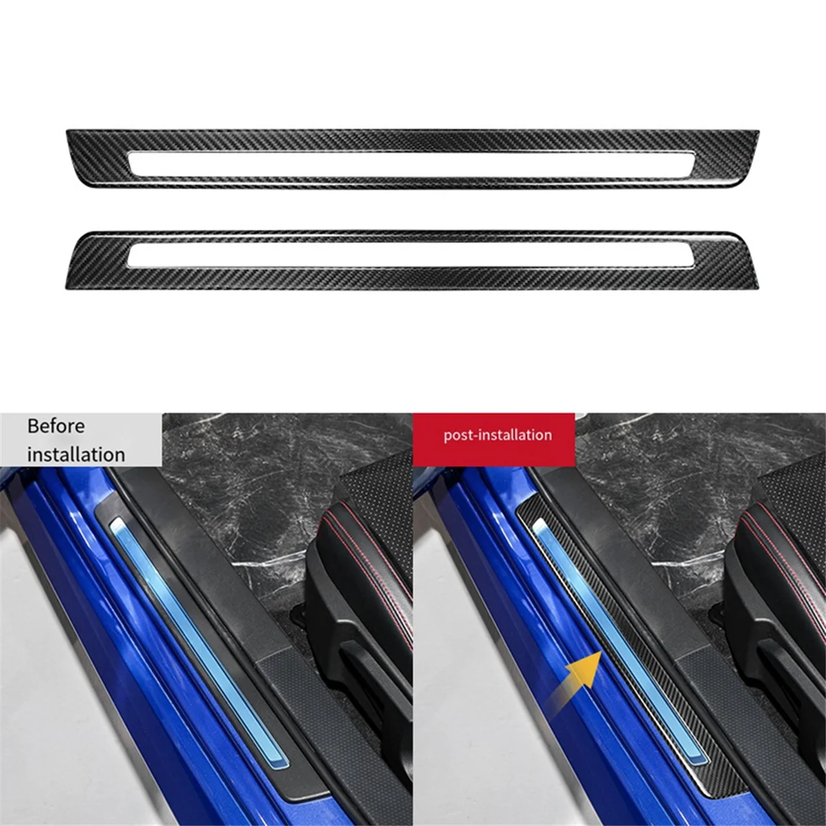 Real Hard Carbon Fiber Cover for BRZ GR86 2022-2024 Door Sill Strip Protector Trim Accessories