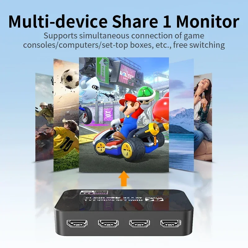 Unnlink 4K 60Hz HDMI Switch 3/4/5/7 Ports Video Splitter 3 In 1 Out for Computers Xbox 360 Set-top Box to TV Monitor Projector