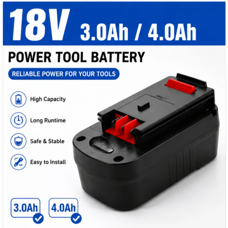 18V 4000mAh Ni-MH Rechargeable Replacement Battery Pack Compatible A1718 HPB18 FSB18 A18 Cordless Drill Power Tool Battery Pack
