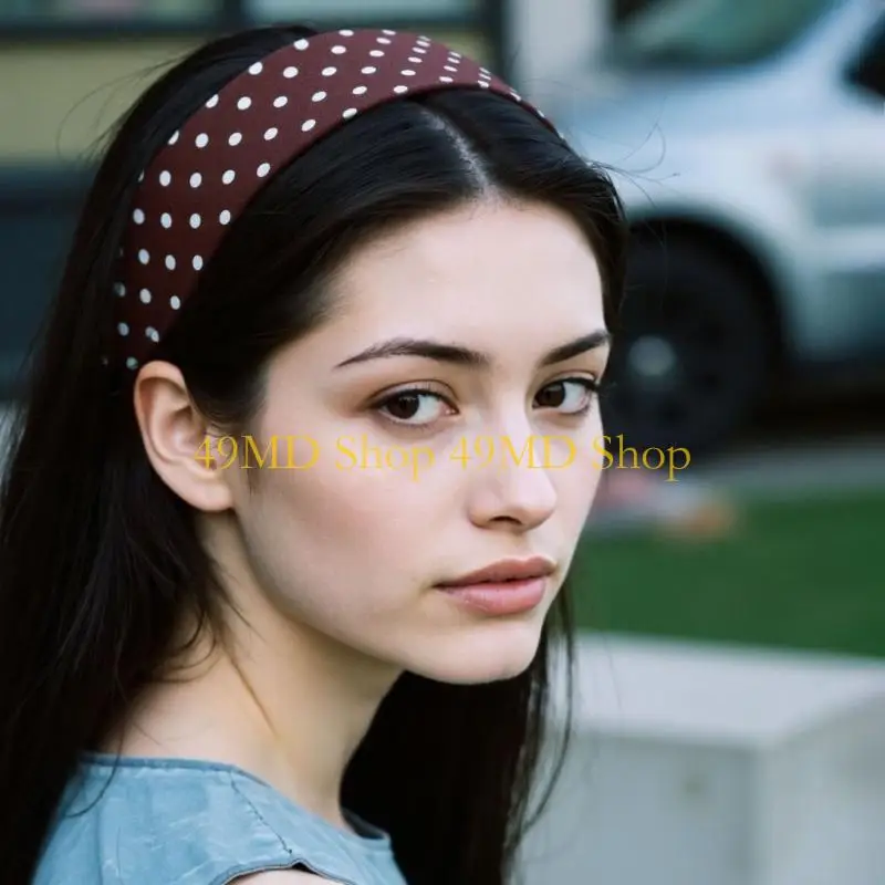 49MD Elastic Workout Hairband Dot Pattern Nonslip Hair Accessory Fashion Headwear