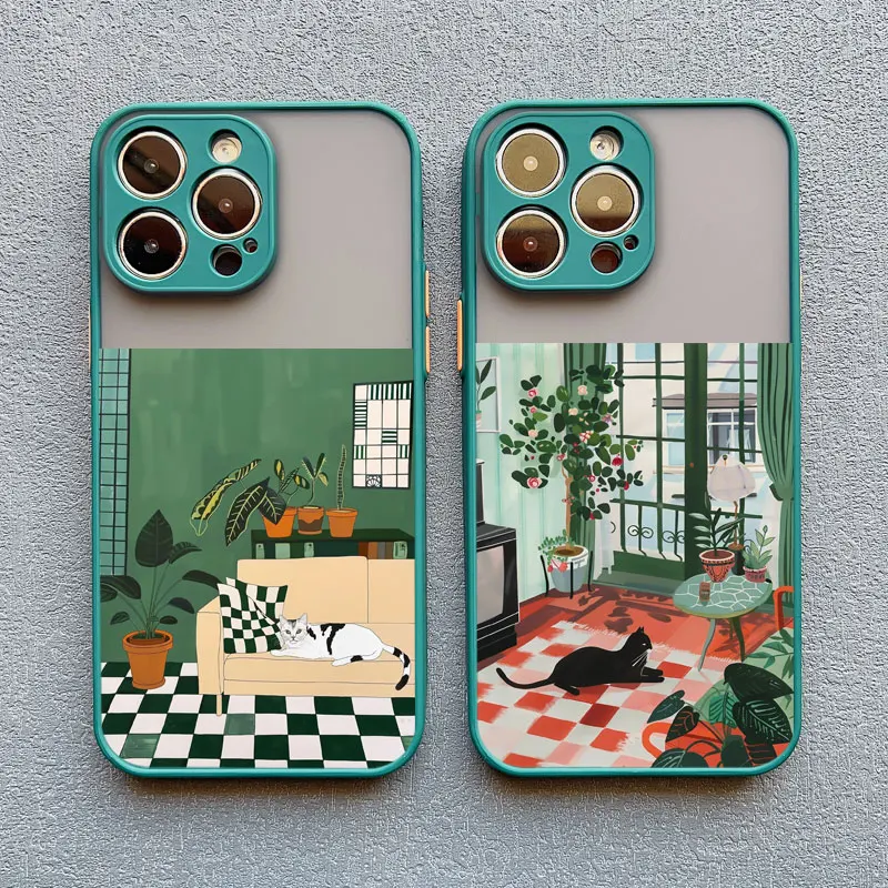 

For Funda iPhone 15 14 13 12 11 Pro Max 15 14 7 8 Plus SE2 Mini X XS XR Case British style Funny Leisure Cats Shockproof Covers