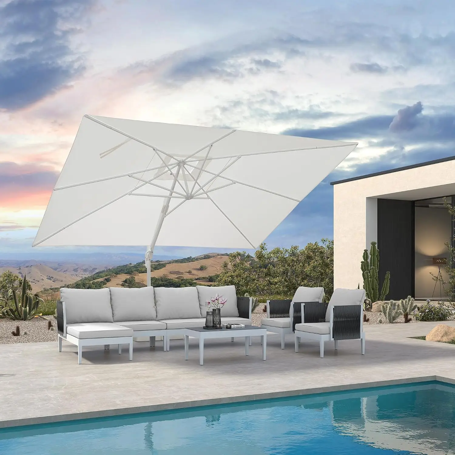 Thicker ribs hold shape, Fade-resistant UV canopy, Effortless 360° pedal tilt, Smooth crank easy open, Sleek modern finish