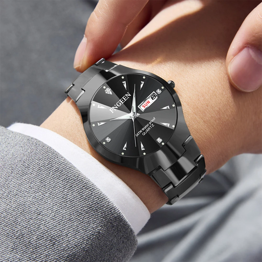 FNGEEN Ultrathin Fashion Couple Watches Trend Fashion Original Quartz Watch for Lover Waterproof Luminous Date His and Her Watch