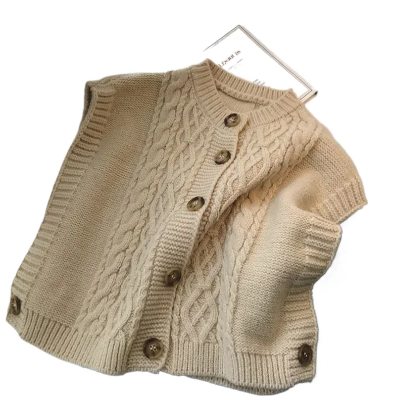 

Spring Autumn 2024 New Thread Sweater Vest Women's Loose Sleeveless Knit Tank Vintage Japanese Style Round Neck Short Top