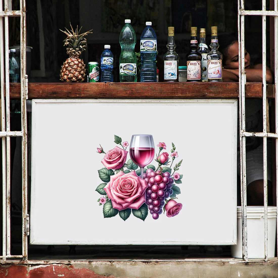 Three Ratels QCF380 Leisure Afternoon Time Red Wine Rose Blossoms Stickers for home decoration