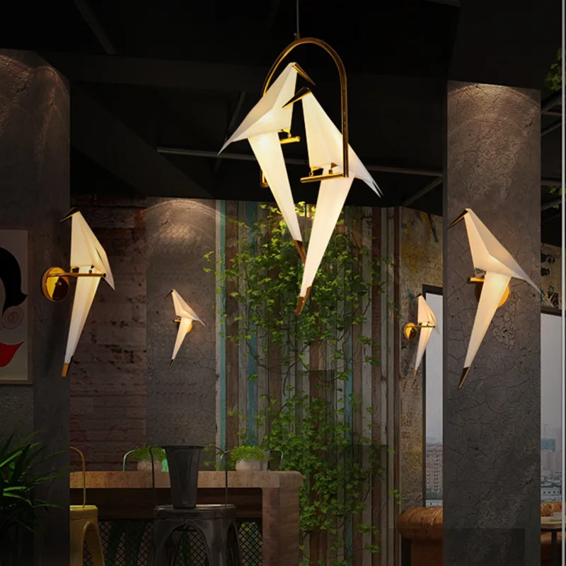 led Bird Pendant Light Modern Paper Cranes Hanging Lamp for Dining Room Bedroom Restaurant Bird Lamps Art Designer Decor Light