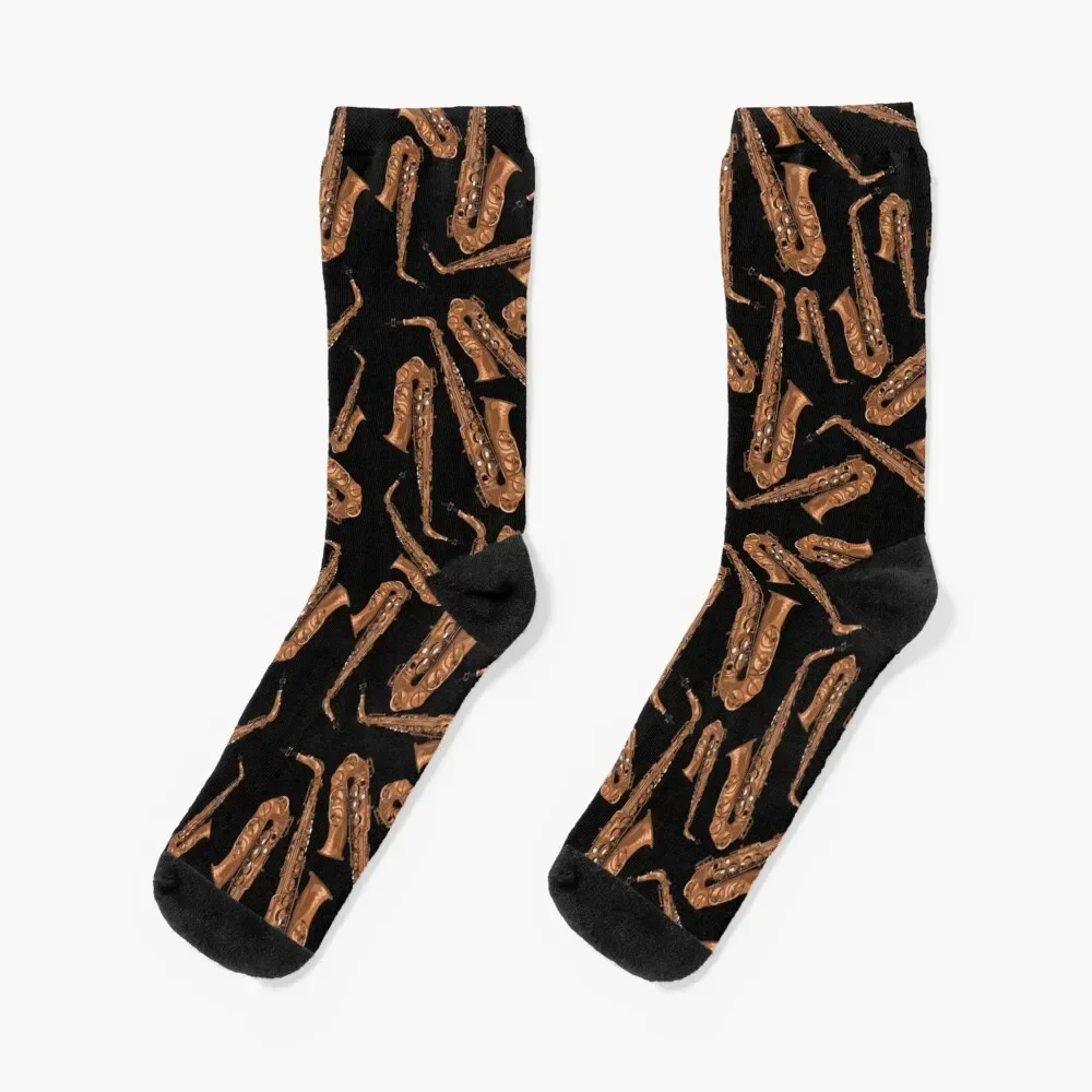 Alto Saxophone Musical Instrument Pattern Black Socks designer brand japanese fashion sports and leisure Men Socks Women's