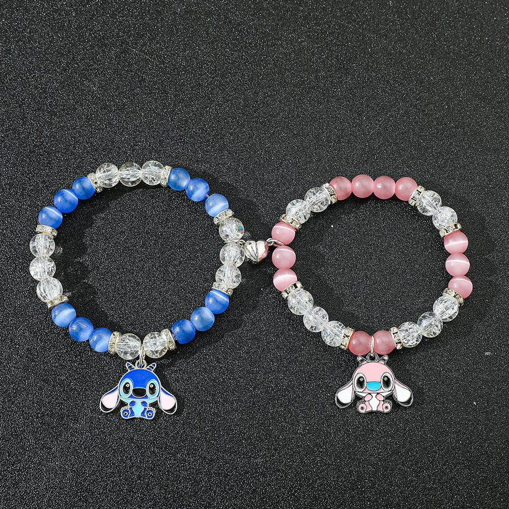 2 قطع القلب المغناطيسي غرزة الملاك زوجين أساور الصداقة الحب هدية عيد الميلاد عيد الحب الحاضر