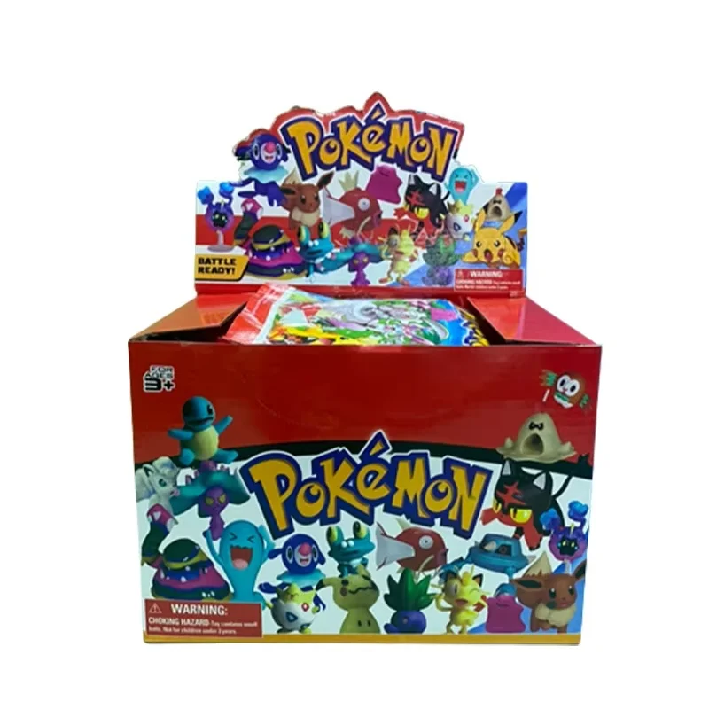 24 Buah/Set Boneka Model Figur Aksi Anime Kotak Buta Pokemon Pikachu dan Mainan Psyduck Kartu Bermain Charizard untuk Hadiah Anak-anak