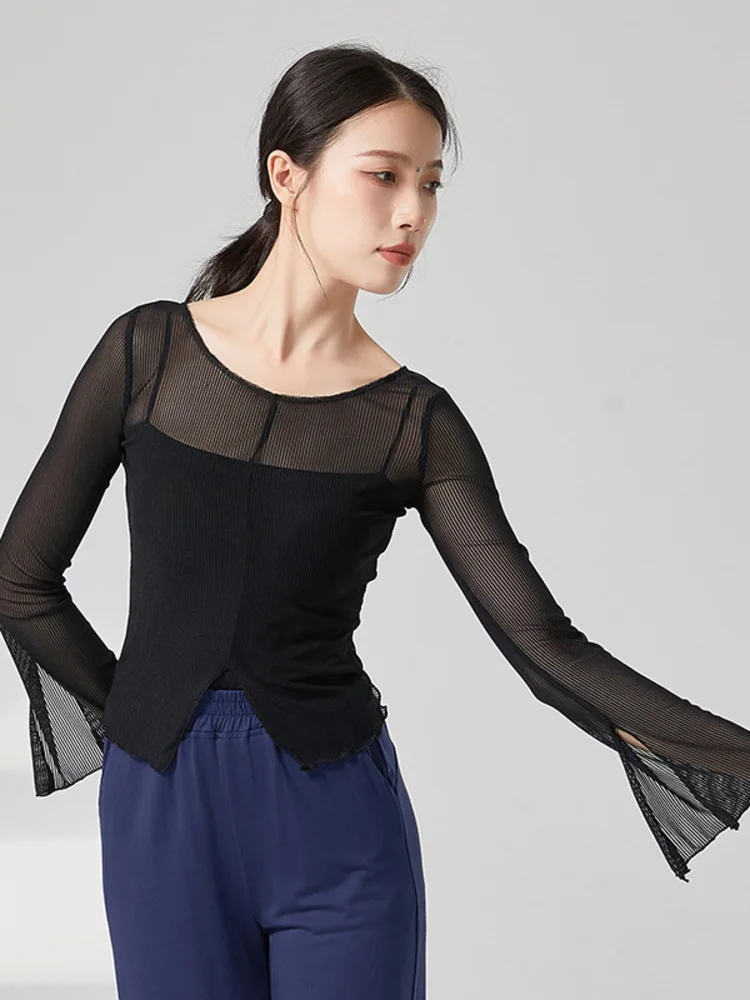 

Contemporary Dance Classical Body Rhyme Practice Woelegant Yarn Chinese Performance Dress Modern Dance Top