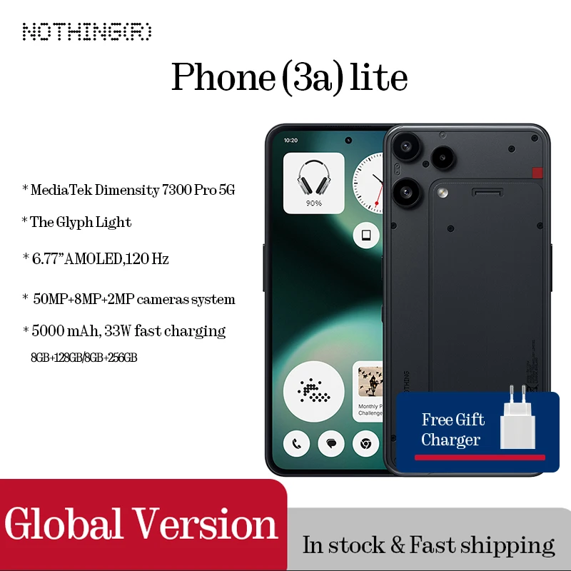 �y�Z�[�����z�݌ɂ��� Nothing Phone (3a) lite �O���[�o���� MediaTek Dimensity 7300 Pro5G 6.77�C���` AMOLED 120Hz 5000mAh 50MP�J����