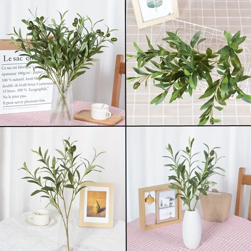 Lebensechte Künstliche Olivenzweige, DIY-Kränze, Heim- und Außendekoration, Hochzeits-Party-Vasenarrangements, Synthetische Edelsteine, Hochzeitsdekoration – Detail 6
