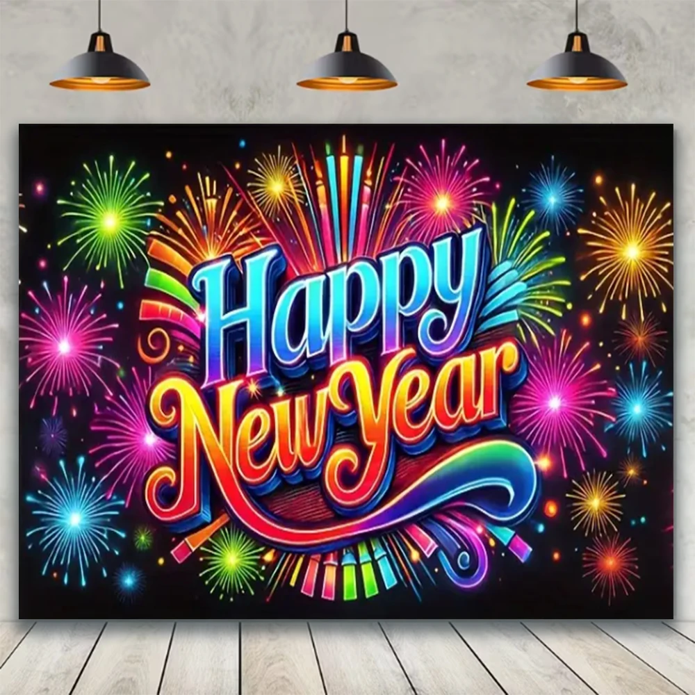 سنة جديدة سعيدة 2026 خلفية حفلة عائلية الديكور أنيقة تاج الشريط بالون التصوير الدعائم خلفية استحمام الطفل هدية