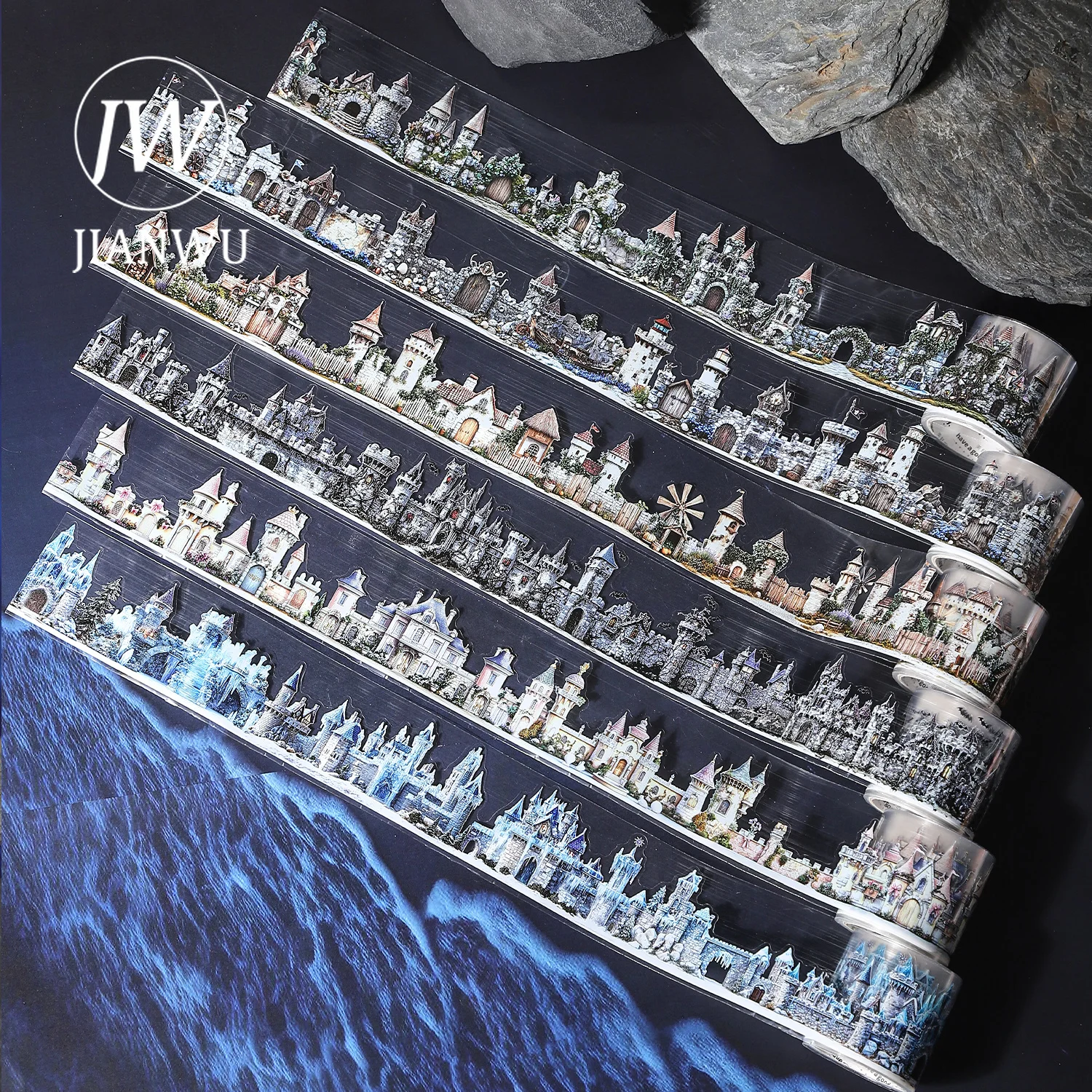 JIANWU 40mm*200cm Vintage Fairy Tale Castle Landscape Material Collage Scrapbooking PET Tape Creative DIY Journal Stationery