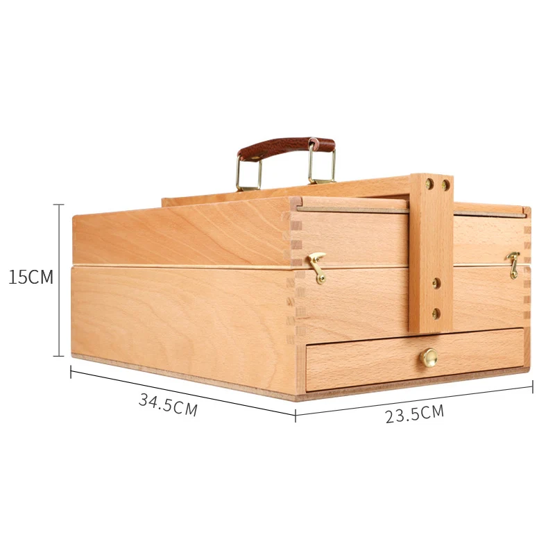 Art Accessories Beech Portable Oil Painting Toolbox Brush/oil Paint Storage Box Foldable Portable Sketch Oil Painting Box