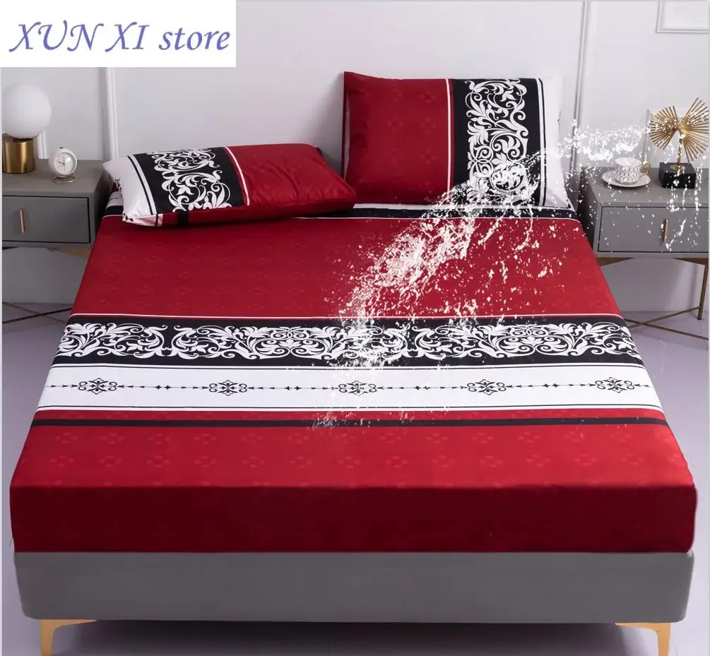

New Waterproof Printed Bed Fitted Sheet Mattress Covers Four Corners With Elastic Band sheet for bed (Without Pillowcase)