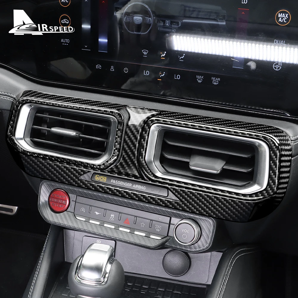 Real Soft Carbon Fiber Sticker For Ford Mustang GT Dark Horse EcoBoost 2024 2025 2026 LHD RHD Car Central Control AC Panel