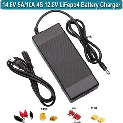 14.6V 5A 10A LiFePO4 Battery Charger, Smart 14.6V Chargers for 12.8V 4S Lithium Iron Phosphate Rechargeable Batteries