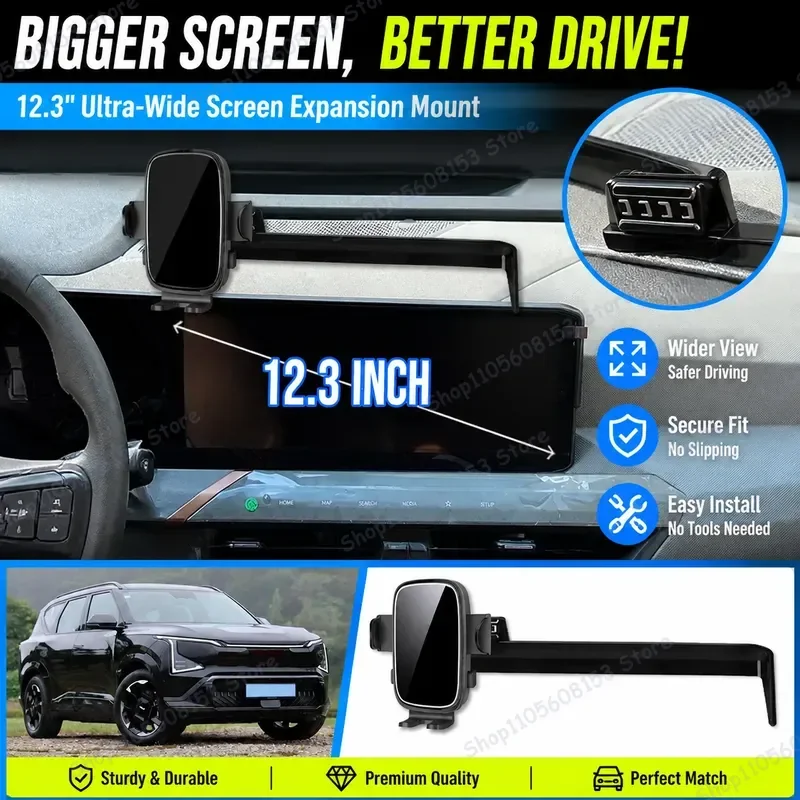 For KIA EV5 2024 2025 2026 Car Phone Holder Clip Mount Adjustable Stable No Vibration Dashboard Screen Mount Accessory