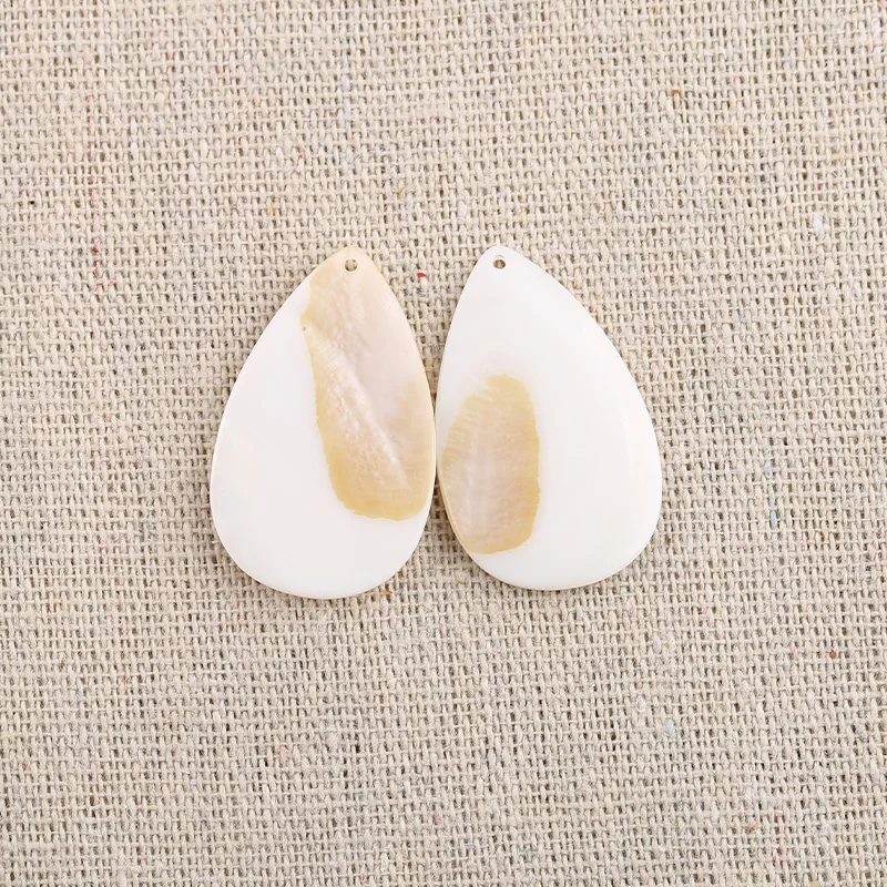 B&F Water Drop Shell Pendant Beads, Handmade Natural stones beads, Polished Stones for jewelry Making Supplies