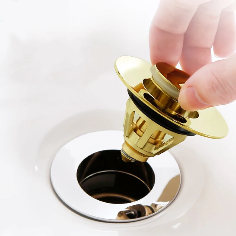 الذهب حوض للحمام بالوعة استنزاف مصافي المنبثقة العالمي النحاس قابس التصريف صنبور اكسسوارات المطبخ الحمام أدوات الأسود #1