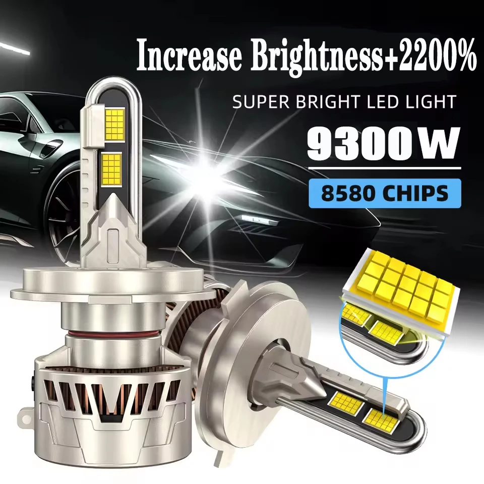 

2pcs Super Bright H4 H7 Canbus LED 9005/HB3 9006/HB4 H1 H8 H9 H11 Car Headlights 8500W High Lumen 6000K With Fan Turbo Auto Bulb