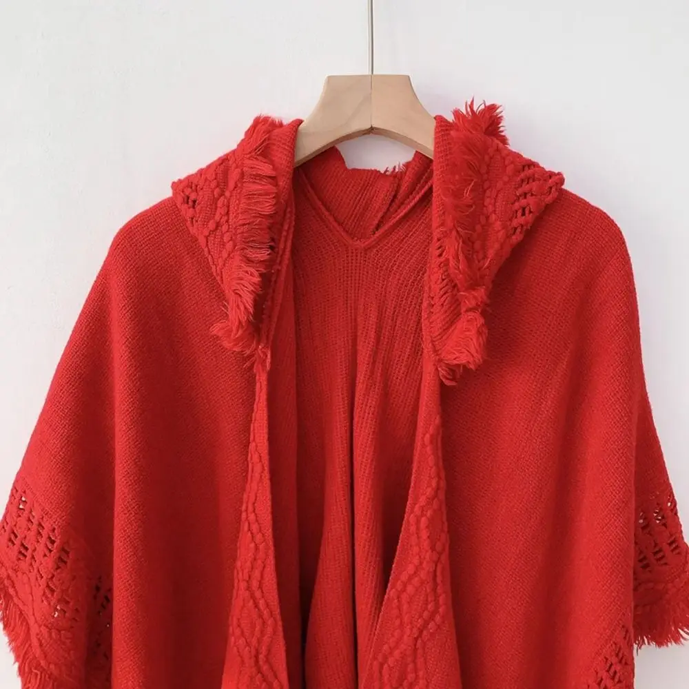 

Простая вязаная толстовка с кисточками, шаль, вязаный крючком топ, большие шарфы, женский плащ, однотонные вечерние накидки для женщин/женщин