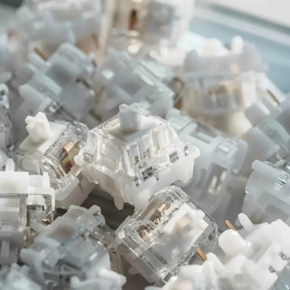 LeleDesign Phantom White Linear Switch Transparent Custom 45gf Trigger LY Steam Factory Lubed Switch for Mechanical Keyboard