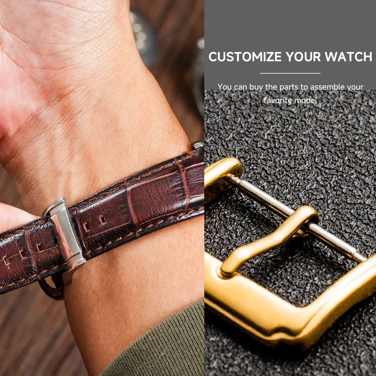 ステンレス鋼時計ベルトバックル、時計アクセサリー、時計部品、革ピンバックル、DIY