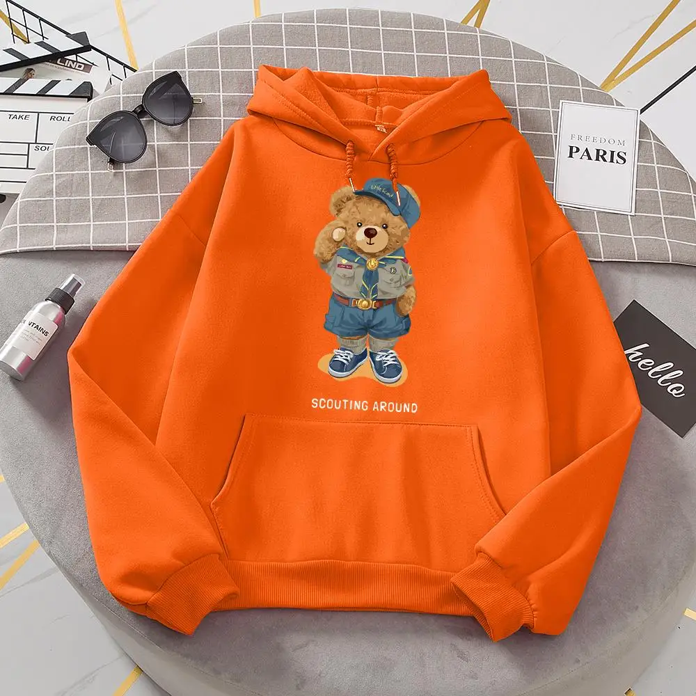 Cute Teddy Bear Salute Scoring Around Hoodie Woman Hip Hop S-Xxl Hoody Cartoons High Quality Sweatshirt Fashion Casual Hooded